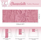 24 Pack Dusty Rose Table Runner 10Ft Cheesecloth Table Runner Rustic Gauze Table Runners Romantic Long Sheer Fabric Cheese Cloth Table Runners for Wedding Party Bridal Baby Shower - Image 2