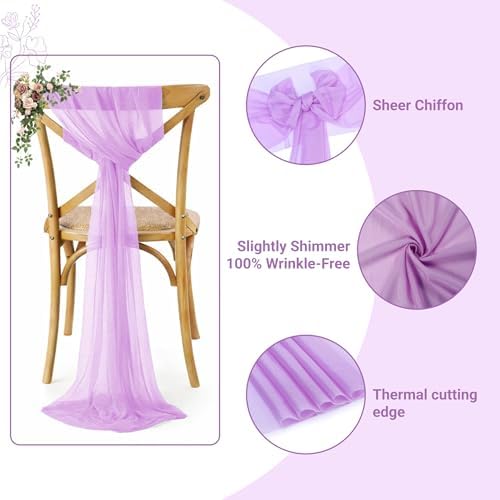 MDS Pack of 200 Chiffon Chair Sashes for Wedding & Event Décor - Orchid - Image 3