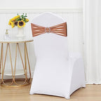50 PCS Spandex Rose Gold Chair Sashes for Wedding Stretch Chair Bands with Buckles Universal Elastic Chairs Ties Bows for Party Folding Chairs Celebration Ceremony Christmas Events Decorations - Image 4