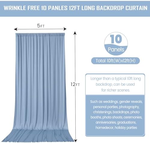 50FTx12FT Dusty Blue Backdrop Curtains for Weddings, Birthdays and Photos - Image 6