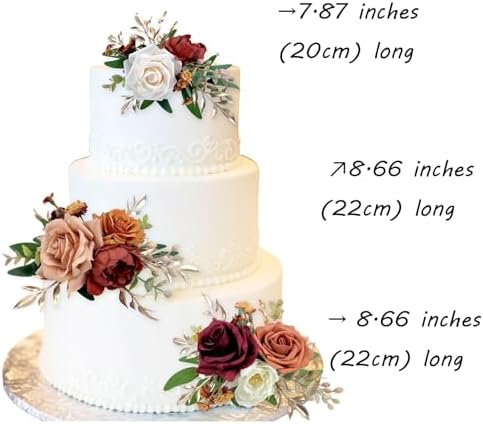 CherishedMoments 3Pcs Pre-Made Cake Flowers,Burnt Orange Wedding Cake Decor - Image 2