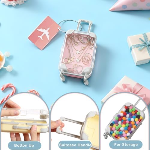 Teecyhooo 12 Pcs Mini Suitcase and 12 Pcs Metal Luggage Tags with Card - Image 3