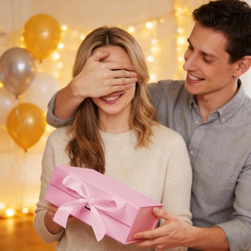 Aimyoo 5 Pack Large Pink Gift Box with Ribbon, 11.5x8.6x4.1 inch Groomsman Proposal Box for Presents with Magnetic Closure Lids, Rectangle Collapsible Luxury Box for Wedding, Christmas, Birthday - Image 6