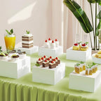 6Pcs Buffet Risers, Food Risers for Buffet Table, Acrylic Cube Display Risers with Hollow Bottom, Food Display Stand for Party Jewelry Dessert Figures (Size 5.5",6",6.5",7",7.5",8") - Image 2