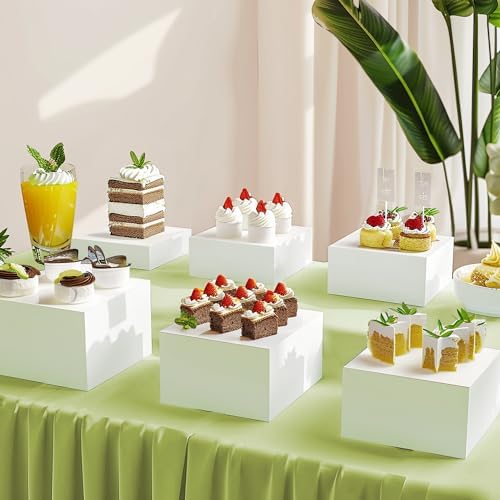 6Pcs Buffet Risers, Food Risers for Buffet Table, Acrylic Cube Display Risers with Hollow Bottom, Food Display Stand for Party Jewelry Dessert Figures (Size 5.5",6",6.5",7",7.5",8") - Image 2