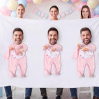 Chicingyou 7 Pcs Baby Shower Games Feed Me Baby Shower Games Decor Include 3 Funny Pink Blind Feeding Costume 3 Bib 1 Bed Sheet for Gender Reveal Party Supplies for Gender Reveal Game Party Favors by Chicingyou
