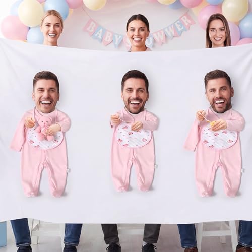 Chicingyou 7 Pcs Baby Shower Games Feed Me Baby Shower Games Decor Include 3 Funny Pink Blind Feeding Costume 3 Bib 1 Bed Sheet for Gender Reveal Party Supplies for Gender Reveal Game Party Favors by Chicingyou