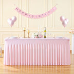 Pink Spandex Tablecloths for Rectangle Tables 8 Foot Pink Stretch Table Cloth Rectangle 8ft Elastic Fitted Table Cover with Skirt for Wedding Baby Shower Girl Birthday Party Banquet Buffet Event by Suppromo