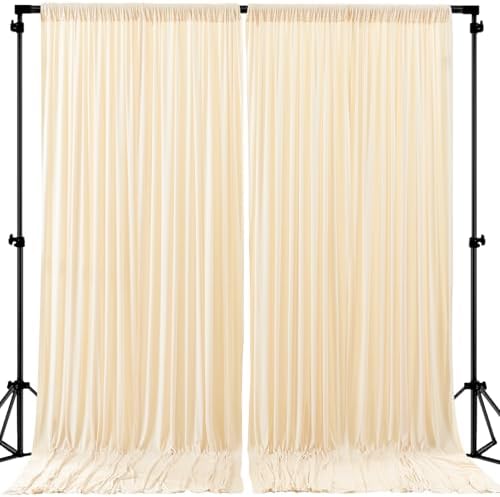 40ftx10ft Wrinkle Free Champagne Backdrop Curtain - 10 Feet Photography Backdrop Drapes, Silky Polyester Back Drop Cloth for Wedding Baby Shower Balloon Arch Background by Unknown