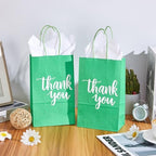 DjinnGlory 100 Pack Small Green Gift Bags with Handles 9x5.5x3.15 Inch for Boutiques, Thank You Paper Bags for Wedding Birthday Party Favors Goodies Christmas Gifts - Image 3