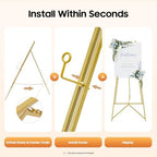 2pcs Wedding Welcome Sign Holder Portable Easel Display Stand for Poster Gold Metal Party Sign Stand Background Decor Tall Floor Easel Frame for Photo Reception Board Birthday Baby Bridal Shower Graduation (44.5''H) - Image 5