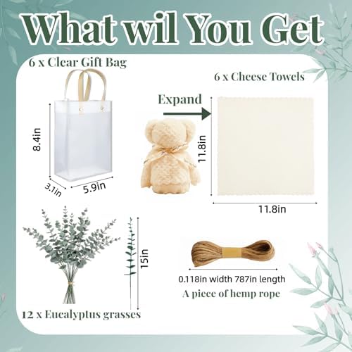 Baby Shower Prizes for Game Winners Bamboo Cheese Board Spoon Towel Thank You Card and Gift Bags for Baby Shower Wedding Bridal Shower Favors, 6 Sets - Image 3