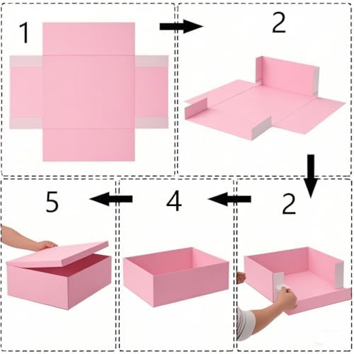 UoeRing 2Pcs Pink Extra Large gift box with lids 16.5×13×8 Inches gift boxes for presents,Birthday Box (include Ribbon, Paper Shred Filler Gift Card & Envelopes) - Image 4