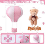Gemscream 12 Sets Baby Shower Decor Bear Hot Air Balloon Table Centerpieces DIY Hot Air Balloon Paper Lantern with Brown Mini Bears for Wedding Birthday Gender Reveal Party - Image 2