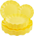 LIYH 24Pcs Yellow Plastic Plates Reusable, Dinner And Salad Set For Parties by LIYHLoveinyourheart