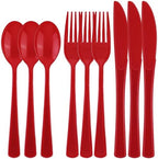 Kochorie 300 Pieces Red Plastic Silverware, Heavy Duty Plastic Cutlery Set by Kochorie