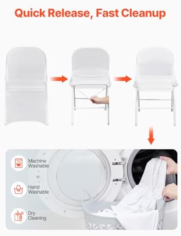 VEVOR 30 Pcs Stretch Spandex Folding Chair Covers Universal Fitted White - Image 5