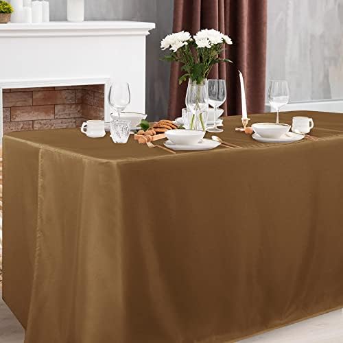 Obstal 2 Pack 8ft Tablecloths for Rectangle Tables, Coffee - Image 2