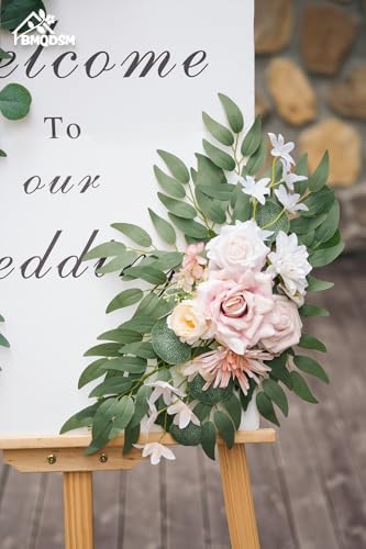 Wedding Welcome Signs Floral(Pack of 2)，Wedding Arch Flowers for Wedding Decorations and Reception Backdrop Decoration (New Pink) - Image 4