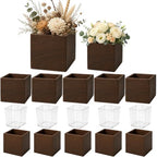 CONNOO 12 Set Wood Cube Planter Boxes, Square Vase Rustic Centerpieces by CONNOO