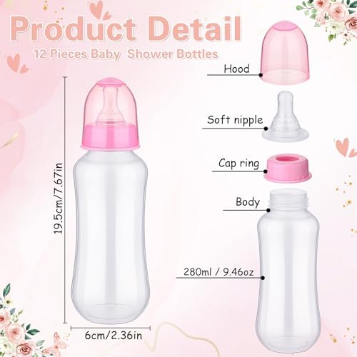 Trelaco 12 Pcs Baby Shower Bottle Chug Game, Floral, Pink - Image 2