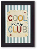 Vintage Framed 20x30 inch Trendy Preppy Blue Striped Wall Art Cool Kids Club Quotes Poster Modern Funny Toddler Canvas Prints for Kids Playroom Bedroom Wall Decor by Medpol