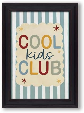 Vintage Framed 20x30 inch Trendy Preppy Blue Striped Wall Art Cool Kids Club Quotes Poster Modern Funny Toddler Canvas Prints for Kids Playroom Bedroom Wall Decor by Medpol
