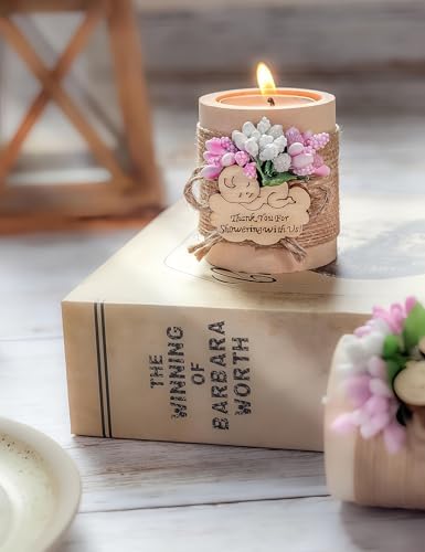 50 Piece Set Wooden Tealight Candle Holder, Baby Shower Party Favors, Party Favors for Guests, Return Gift for Guests,Girl Baby Gender Reveal.(Pink) - Image 3