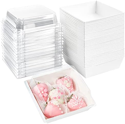 Ocmoiy Small Charcuterie Boxes with Clear Lids, 4 Inches, 100 Pack, White by Ocmoiy