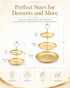 3 Tier Gold Cupcake Stand 3 Pack, Stainless Steel Tiered Dessert Stand 3 Layer Cupcake Display Tower with 2 Tier Cake Stand for Wedding Birthday Party Baby Shower - Image 7