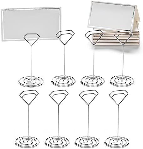 Jofefe 24Pcs Unique Table Number holders with 24Pcs Place Cards, Place Card Holder, Table Card Holders, Table Number Stands, Photo holder Name Card Picture Clips for Wedding, Birthday Party by Jofefe