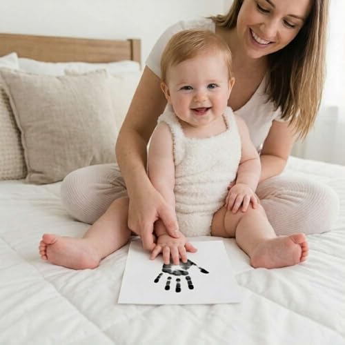Baby Inkless Milestone Cards Hand Casting Kit Ink Print Hand and Footprint Kit Dog or Cat Pet Paw Print Kit Baby Newborn Footprint Kit Photo Album Keepsake Book Feet Stamp (Simple Gift Box + Album) - Image 4