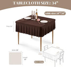2 Pack Chocolate Spandex Tablecloths for 34x34 Inch Square Tables, Stretch Fitted Table Clothes with Pleated Ruffle Skirt for 34” Table, Wrinkle Free and Elastic, for Party Kitchen Home Dining - Image 4
