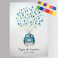 Fingerprint Guest Book for Wedding Decorations Personalized Wedding Car with Balloons DIY Thumbprint Sign in Book for Guests with Ink Pad -60x80cm by Unknown