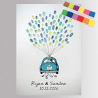 Fingerprint Guest Book for Wedding Decorations Personalized Wedding Car with Balloons DIY Thumbprint Sign in Book for Guests with Ink Pad -60x80cm by Unknown