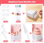 [7 Pcs] White Buffet Risers Food Risers - Dessert Table Display Set and Food Cake Stands with Table Sign and Maker,Serving Tongs,Cake Cutter for Wedding Birthday Party Decoration(Size 9" 8" 7" 6" 5" 4" 3") - Image 6
