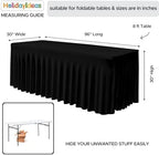 Rectangle Spandex Tablecloth Fitted Stretch Table Skirts 2 Pcs 8ft Black - Image 5