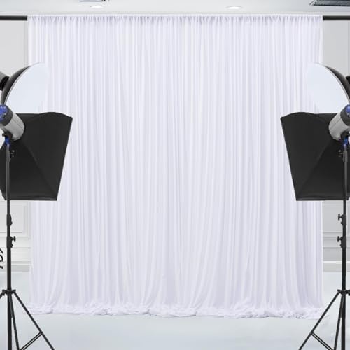 10x10ft Wrinkle Free White Backdrop Curtain for Parties Soft Fabric Drapes Wedding White Curtain Backdrop for Birthday Party Decorations Background for Photography 5x10ft, 2 Panels - Image 7