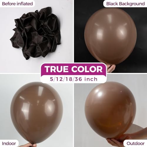 Bezente Brown Balloons Latex Party Balloons - 100 Pack 12 inch Round Helium Dark Premium Boho Coffee Brown Balloons and Electric Balloon Pump Multiple - Image 2