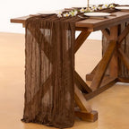 Cheesecloth Table Runner Fall Brown Boho Wedding Birthday Party Home Decor - Image 4