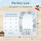Personalized Baby Milestone Blanket for Boys Girls Baby Month Blanket- First Year Calendar Monthly Growth Chart - Balloon Elephant Halloween Birthday Gifts for Infant Todder - Image 3