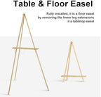 Falling in Art 65" A-Frame Wooden Tripod Easel Stand (Gold) - Image 4
