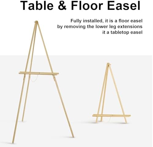 Falling in Art 65" A-Frame Wooden Tripod Easel Stand (Gold) - Image 4