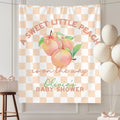 Little Peach Baby Shower Banner, A Sweet Little Peach on the Way Sign, Girl Party Backdrop, Orange Checkered Fruit Babies Shower Decor, Summer Baby Photo Booth Wall Tapestry for Party by Unknown
