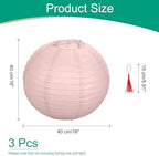 uxcell 3Pcs Light Pink Round Paper Lanterns 16" Chinese Paper Lantern - Image 2