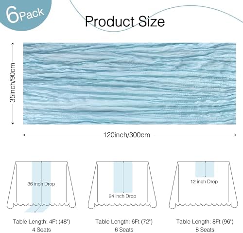 Dusty Blue Cheesecloth Table Runner 120inch Boho Gauze Home Decor - Image 2