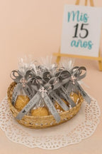 25 Personalized Ribbons Assesmbled Bows Bridal Shower Favor Party Favors Custom Wedding Ribbon Bridesmaid Memorial Ribbons Funeral Baby Invitations Mis XV años Quinceanera (White) - Image 2