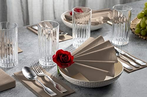 100 Linen-Feel Colored Paper Napkins - Decorative Cloth-Like Beige Dinner Napkins - Soft And Absorbent. For Kitchen, Party, Wedding, Bathroom Or Any Occasion. (Pack of 100) - Image 2