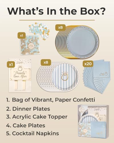 Bridal Wedding Celebration, Stylish Tableware Set for 8 Guests – Blue/Cream - Image 2