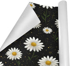 susiyo 2 Rolls White Daisies on Black Background Birthday Wrapping Paper Roll - Mini Wrapping Paper for Christmas, Party, Holiday, Father's Day, Baby Shower,Wedding - Image 2